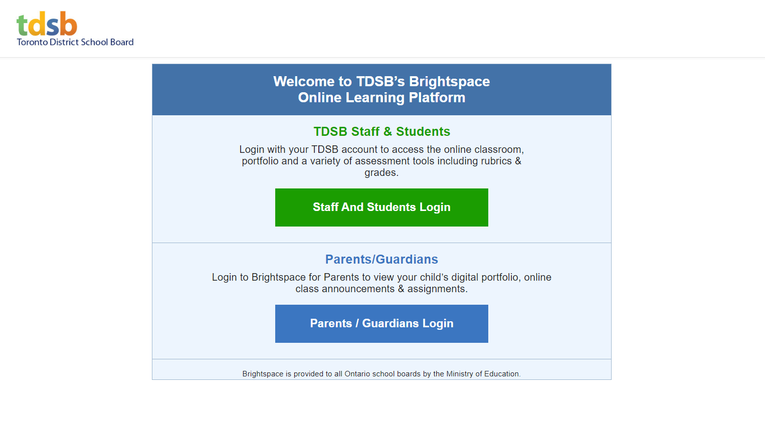 Brightspace TDSB